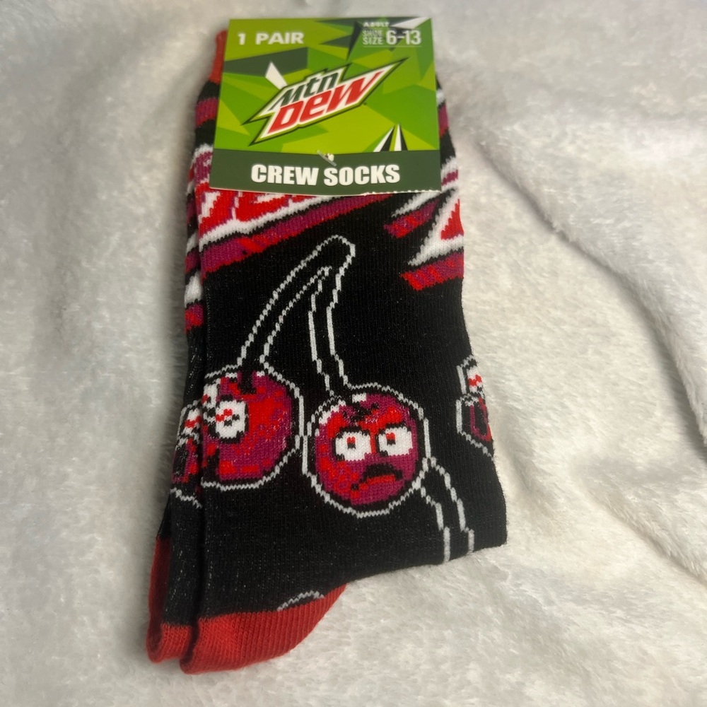 Socks Mountain Dew Black and Red Crew  Mad Cherries socks
